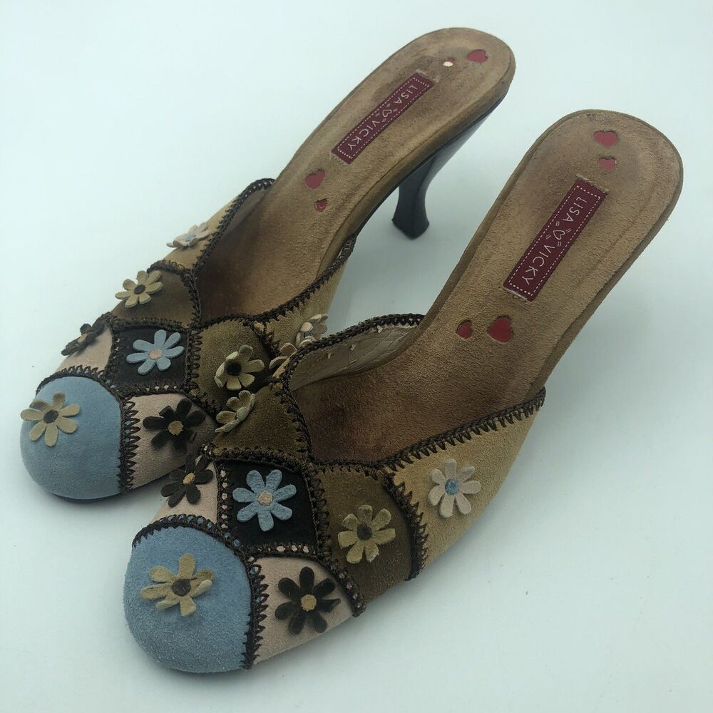 Lisa Vicky Womens Heel Shoes Size 6.5 Floral Leather Colorful